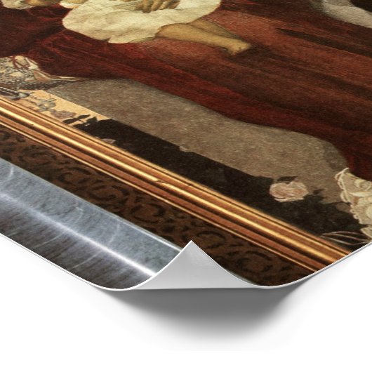 Madonna Holding Baby Jesus auf dem Thron Poster (Ecke)