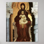 Madonna Holding Baby Jesus auf dem Thron Poster (Vorne)