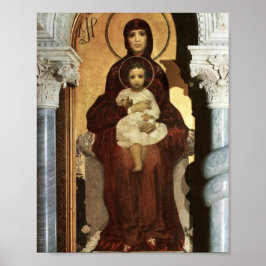 Madonna Holding Baby Jesus auf dem Thron Poster