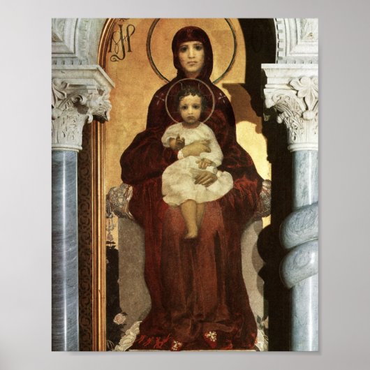 Madonna Holding Baby Jesus auf dem Thron Poster (Vorne)
