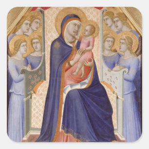 Madonna im Ruhm, c.1315 (Tempera auf Platte) Quadratischer Aufkleber