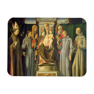 Madonna inthronisierte, 1480 (Öl auf Platte) Magnet