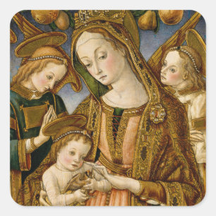 Madonna Jesus Christus Engel Elegantes Weihnachten Quadratischer Aufkleber
