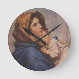 Madonna Jungfrau Maria schlafend Jesus Runde Wanduhr