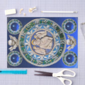 MADONNA, KIND, ANGELS NATIVITY FLORAL CROWN Blue Seidenpapier (Handwerk)