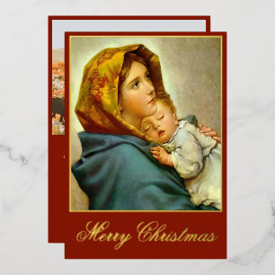 Madonna & Kind Religiöse Weihnachten mit Foto Folien Feiertagskarte
