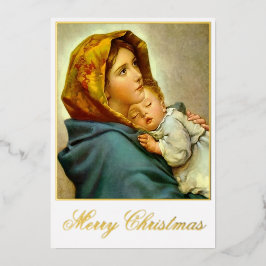 Madonna & Kind Religiöse Weihnachten mit Foto Folien Feiertagskarte