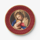 Madonna & Kind Traditionelle religiöse Weihnachten Pappteller (Vorderseite)