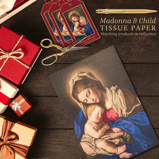 Madonna & Kind Traditionelle religiöse Weihnachten Seidenpapier