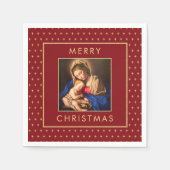 Madonna & Kind Traditionelle religiöse Weihnachten Serviette (Vorderseite)