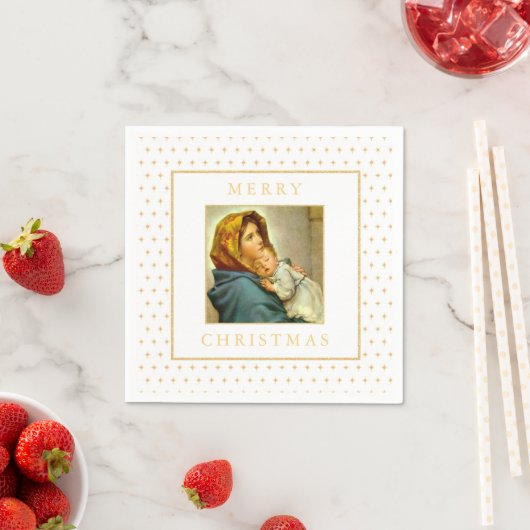Madonna & Kind Traditionelle religiöse Weihnachten Serviette (Beispiel)