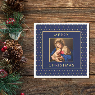 Madonna & Kind Traditionelle religiöse Weihnachten Serviette