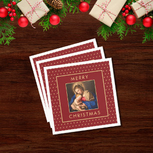 Madonna & Kind Traditionelle religiöse Weihnachten Serviette