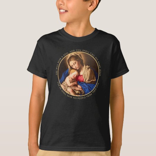Madonna & Kind Traditionelle religiöse Weihnachten T-Shirt (Vorderseite)