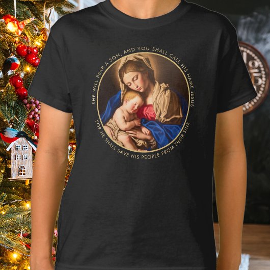 Madonna & Kind Traditionelle religiöse Weihnachten T-Shirt