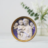 MADONNA, KIND UND ANGELS Blauer Saphir Weihnachten Einladung (Stehend Vorderseite)