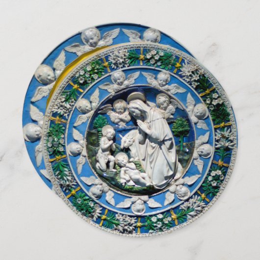 MADONNA, KIND UND ANGELS Blauer Saphir Weihnachten Einladung (Vorne/Hinten)