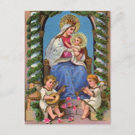 Madonna & Kind Weihnachtsfeiertag Postkarte (Vorderseite)