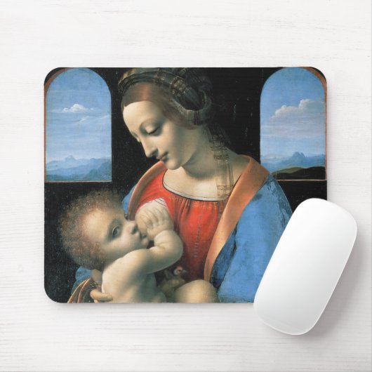Madonna Litta, Leonardo da Vinci, 1490-1491 Mousepad (Mit Mouse)