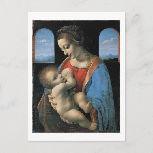 Madonna Litta, Leonardo da Vinci Kunst Postkarte (Vorderseite)