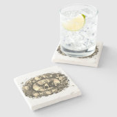 Madonna – Maria – Blumenkranz – shabby chic Steinuntersetzer (Seitenansicht)