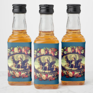 Madonna – Maria – Blumenkranz – Vintage Alkoholflaschenetikett