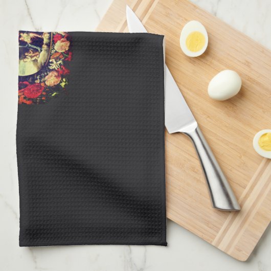 Madonna – Maria – Blumenkranz – Vintage Geschirrtuch (Viertel Falte)