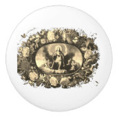 Madonna – Maria – Blumenkranz – Vintage Keramikknauf (Vorderseite)