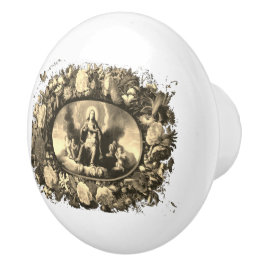 Madonna – Maria – Blumenkranz – Vintage Keramikknauf