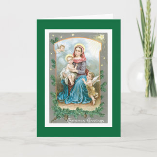 Madonna mit dem Christ Kind und Engel Feiertagskarte