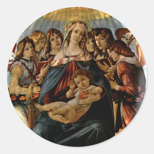 Madonna mit dem Granatapfel - Botticelli Runder Aufkleber (Vorderseite)