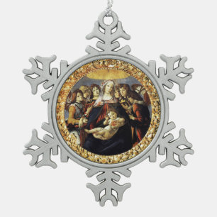Madonna mit dem Granatapfel Schneeflocken Zinn-Ornament
