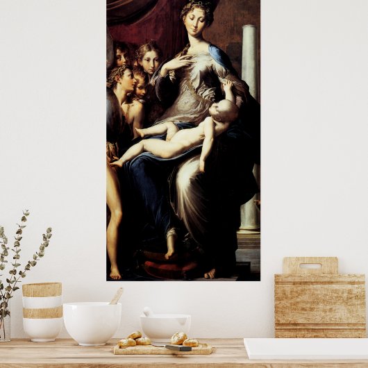 Madonna mit dem Long Neck von Parmigiano Poster (Küche)