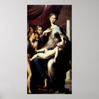 Madonna mit dem Long Neck von Parmigiano Poster