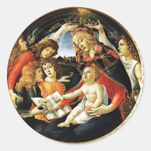 Madonna mit dem Magnificat Runder Aufkleber (Vorderseite)