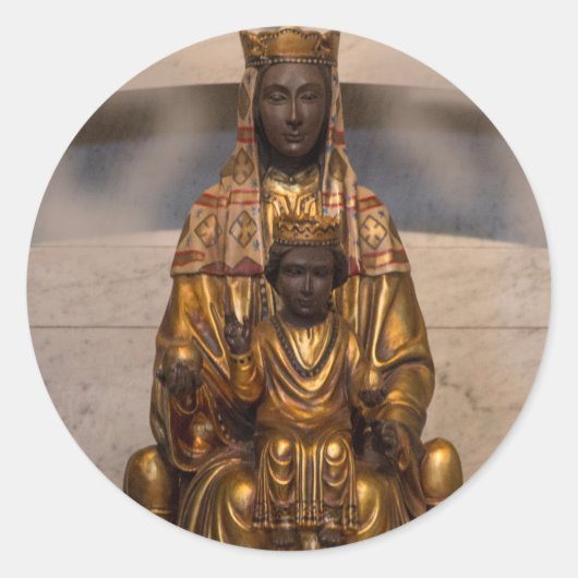 Madonna mit dem Montserrat Runder Aufkleber (Vorderseite)