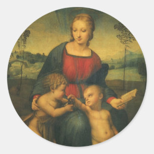 Madonna mit dem Stieglitz von Raphael Sanzio Runder Aufkleber