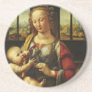 Madonna mit der Narbe von Leonardo da Vinci Sandstein Untersetzer