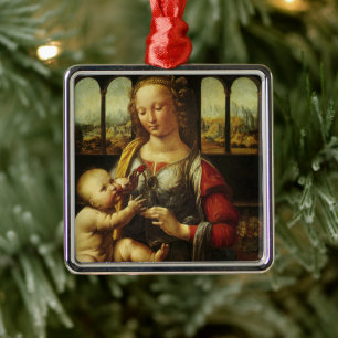 Madonna mit der Nelke von Leonardo da Vinci Ornament Aus Metall