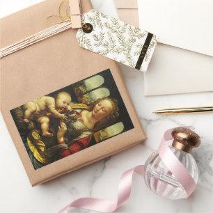 Madonna mit der Nelke von Leonardo da Vinci Rechteckiger Aufkleber