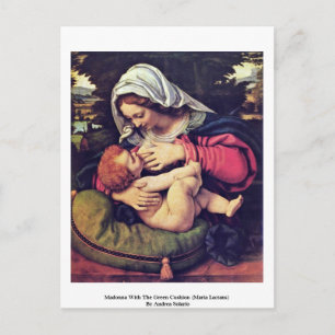Madonna mit grünem Kissen Postkarte