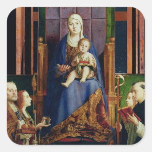 Madonna mit Heiligem Nicholas von Bari Quadratischer Aufkleber