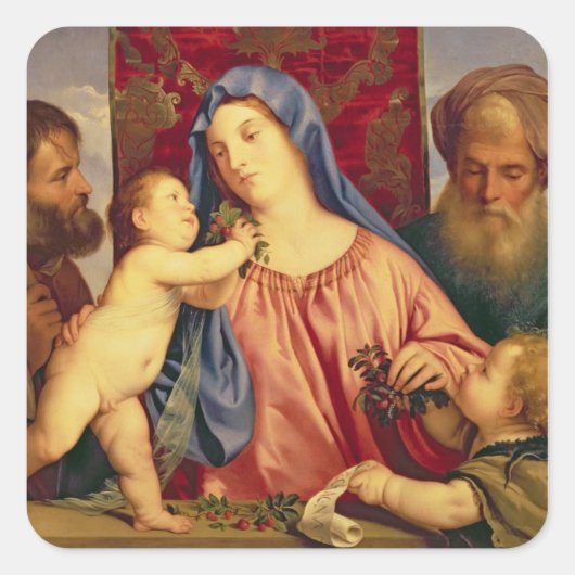 Madonna mit Joseph Quadratischer Aufkleber (Vorderseite)