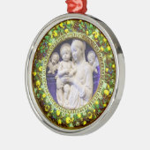 MADONNA MIT KIND, ANGELN BLUMENKROWN ORNAMENT AUS METALL (Links)