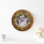 MADONNA MIT KIND, ANGELN FLORALLE RENAISSANCE KROW GROßE WANDUHR (Zuhause)