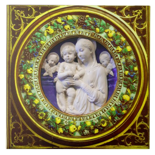 MADONNA MIT KIND, ANGELS RENAISSANCE FLORAL CROWN FLIESE (Vorderseite)