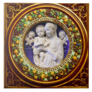 MADONNA MIT KIND, ANGELS RENAISSANCE FLORAL CROWN FLIESE