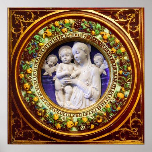 MADONNA MIT KIND, ANGELS RENAISSANCE FLORAL CROWN POSTER (Vorne)