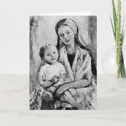 Madonna mit Kind - Christliche Grußkarte Feiertagskarte (Vorderseite)