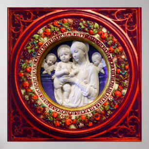 MADONNA MIT KIND, ENGEL RENAISSANCE BLUMENKRONE POSTER
